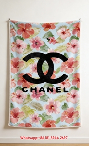 Chanel Pink Floral Flannel Throw Blanket IMG_7324